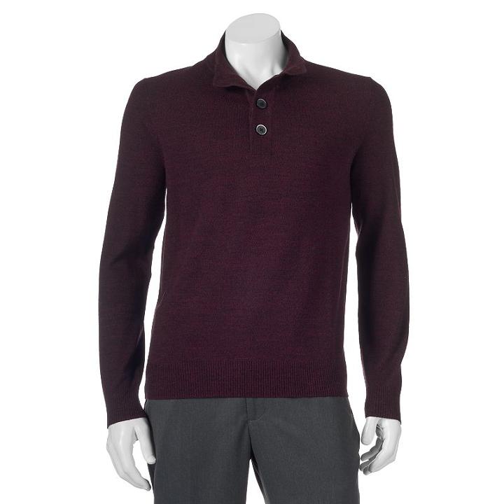 Men's Apt. 9&reg; Modern-fit Solid Merino Mockneck Sweater, Size: Xl, Dark Red