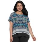 Plus Size Dana Buchman Layered Top, Women's, Size: 1xl, Dark Blue