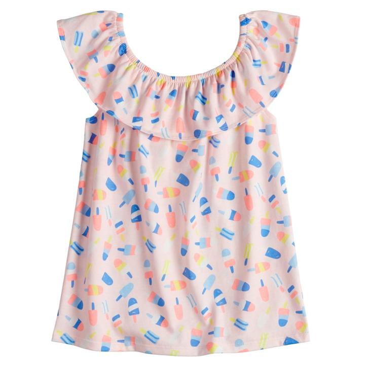 Girls 4-10 Jumping Beans&reg; Ruffle Shoulder Top, Size: 6, Brt Pink