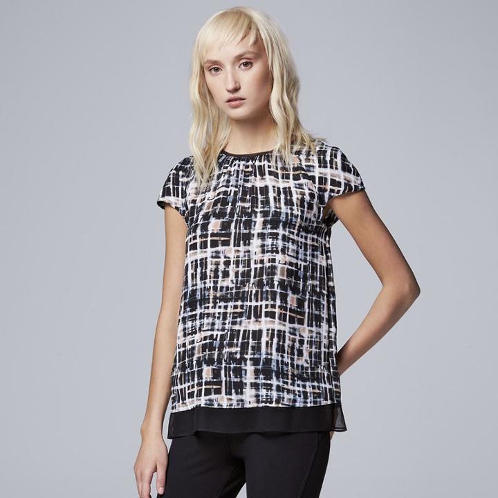 Women's Simply Vera Vera Wang Print Chiffon Top, Size: Xs, Grey Other