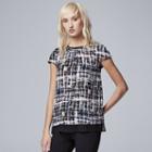 Women's Simply Vera Vera Wang Print Chiffon Top, Size: Xs, Grey Other