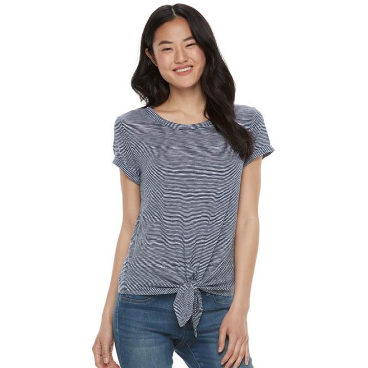 Juniors' So&reg; Tie Front Tee, Girl's, Size: Xs, Blue