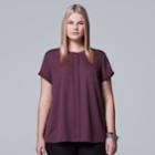 Plus Size Simply Vera Vera Wang Essential Popover Top, Women's, Size: 0x, Purple