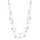 Rose Gold Tone Simulated Pearl Multi Strand Necklace, Women's, Pink