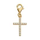 Tfs Jewelry 14k Gold Over Silver Cubic Zirconia Cross Charm, Women's, White