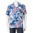 Men's Caribbean Joe Classic-fit Convertible-collar Tropical Button-down Shirt, Size: Medium, Blue