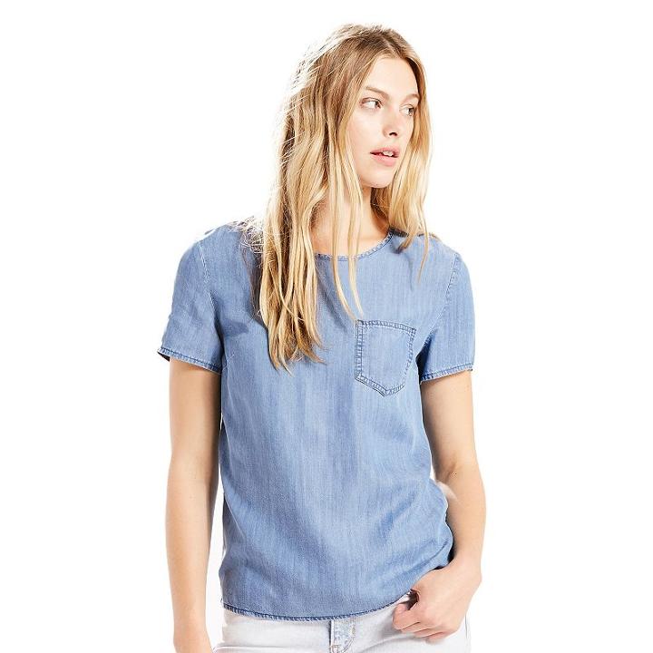 Women's Levi's Denim Pocket Tee, Size: Large, Blue