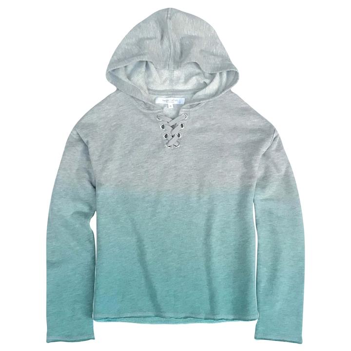 Girls' 7-16 Harper & Elliott Dip Dye Lace-up Hoodie, Size: Large, Light Grey