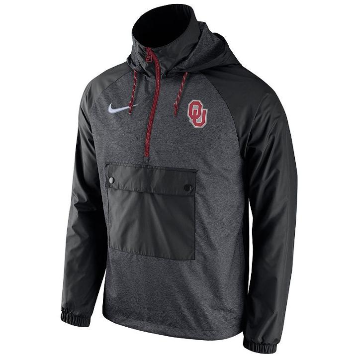 Men's Nike Oklahoma Sooners Anorak Pullover Jacket, Size: Medium, Grey (charcoal)