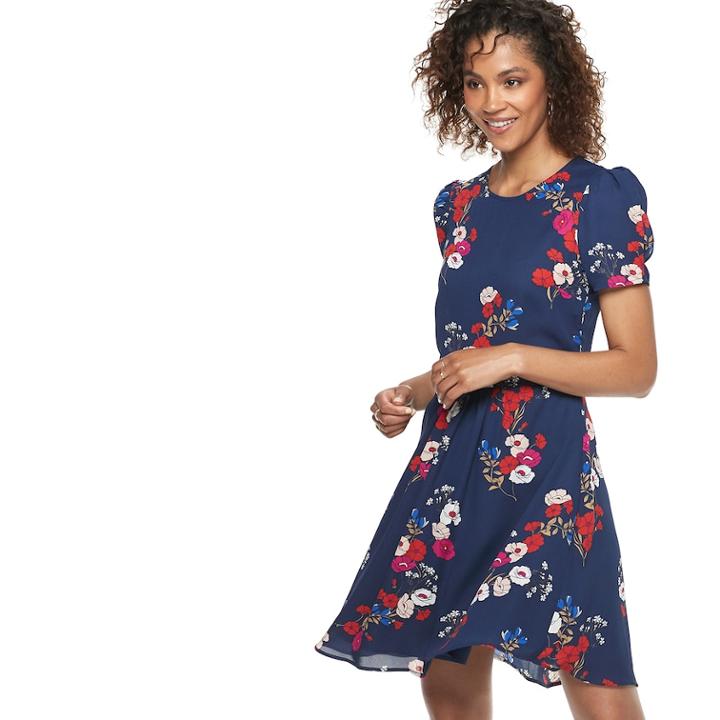 Women's Popsugar Print Shift Dress, Size: Xl, Blue (navy)