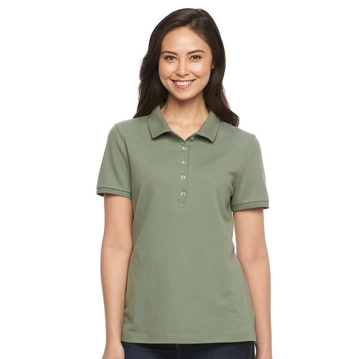 Women's Croft & Barrow&reg; Classic Solid Polo, Size: Small, Med Green