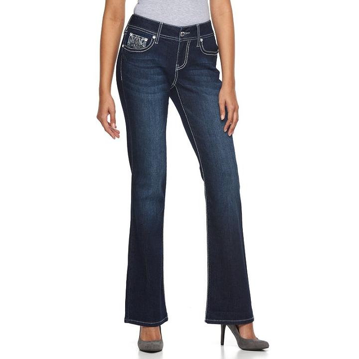 Women's Apt. 9&reg; Embellished Bootcut Jeans, Size: 0, Black