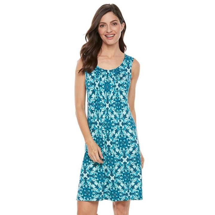 Women's Croft & Barrow&reg; Pintuck Fit & Flare Dress, Size: Xl, Turquoise/blue (turq/aqua)