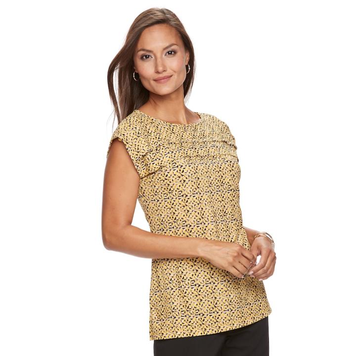 Women's Dana Buchman Pleated Top, Size: Medium, Drk Yellow