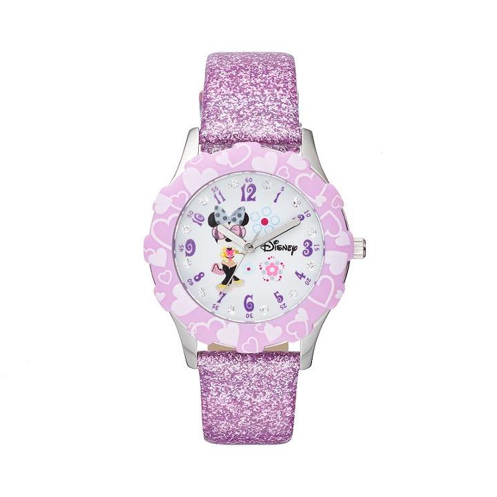 Disney's Minnie Mouse Girls' Leather Watch, Girl's, Purple