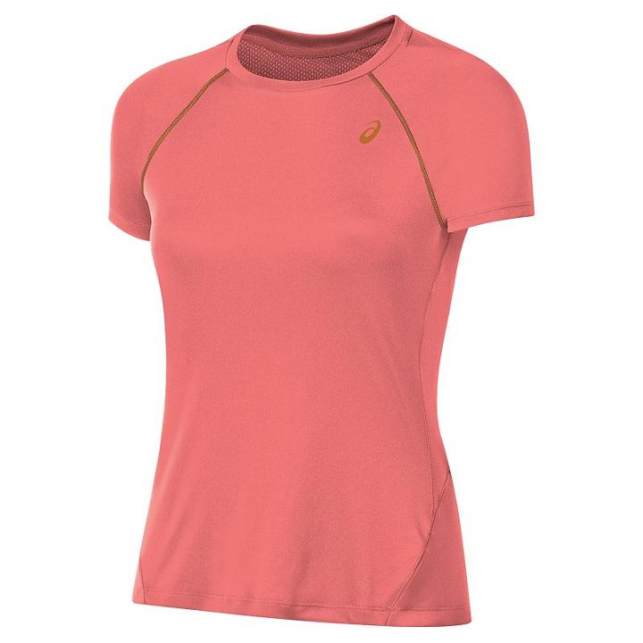 Women's Asics Short Sleeve Running Tee, Size: Medium, Brt Pink