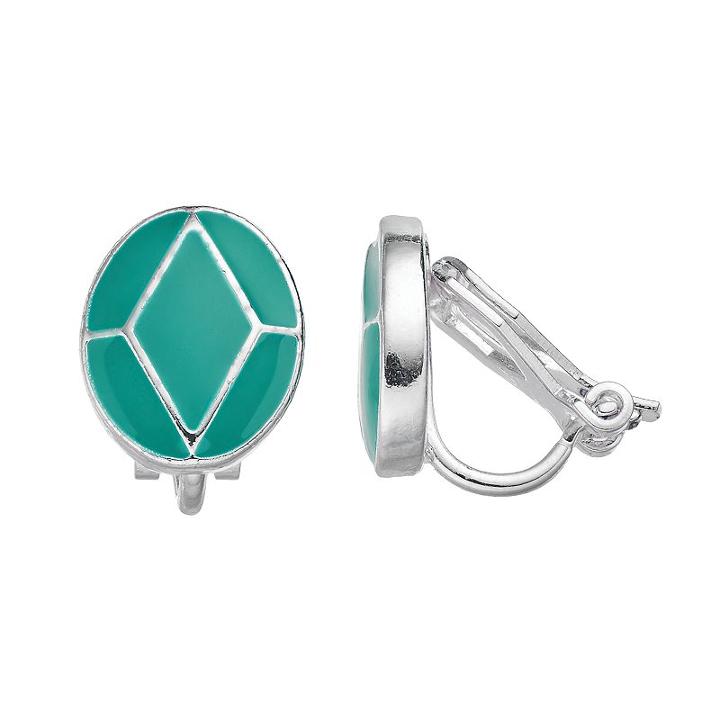 Chaps Geometric Oval Clip-on Earrings, Women's, Turq/aqua