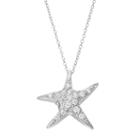 Cubic Zirconia Sterling Silver Starfish Pendant Necklace, Women's, Size: 18