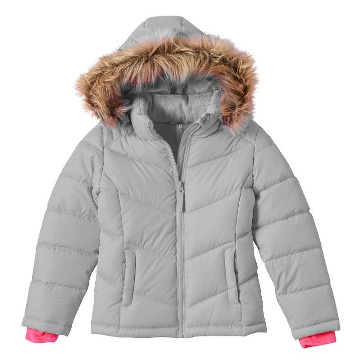 Girls 4-16 So&reg; Midweight Solid Puffer Jacket, Girl's, Size: Xl (14), Med Grey