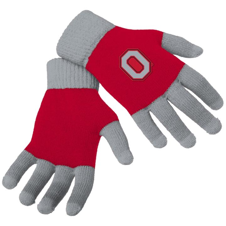Adult Forever Collectibles Ohio State Buckeyes Knit Colorblock Gloves, Adult Unisex, Multicolor