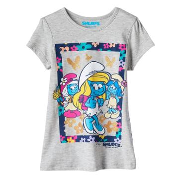 Girls 4-7 Smurfs: The Lost Village Smurfette, Smurfwillow & Smurfblossom Tee, Girl's, Size: 4, Grey