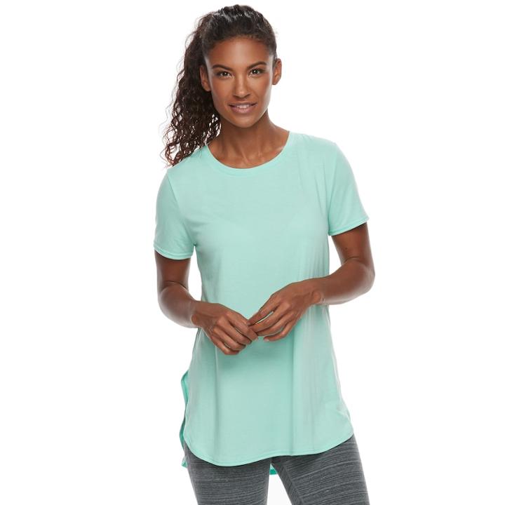 Women's Tek Gear&reg; High Slit Tunic Tee, Size: Large, Med Green