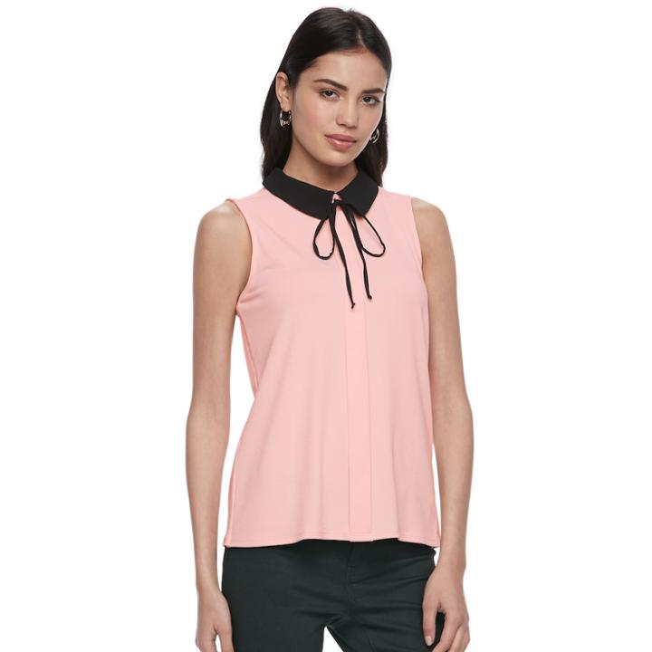 Women's Elle&trade; Sleeveless Tie Neck Top, Size: Xs, Lt Orange