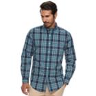 Men's Croft & Barrow&reg; Classic-fit Plaid Easy-care Button-down Shirt, Size: Xl, Med Blue