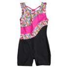 Girls 4-14 Jacques Moret Jojo Siwa Bow Print Colorblock Biketard, Size: Large, Black