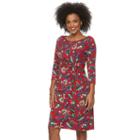 Women's Dana Buchman Printed Knot-front Dress, Size: Small, Med Red