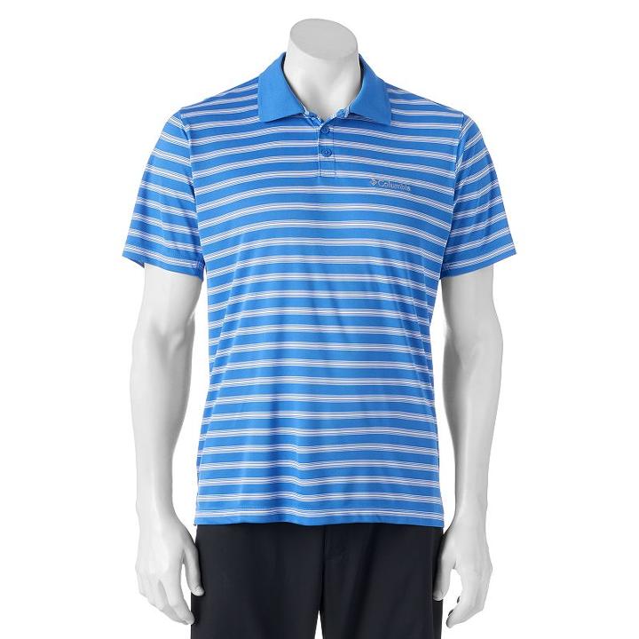Men's Columbia Omni-wick Striped Oak View Polo, Size: Xl, Blue