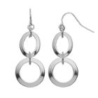 Chaps Round Nickel Free Double Drop Earrings, Women's, Silver