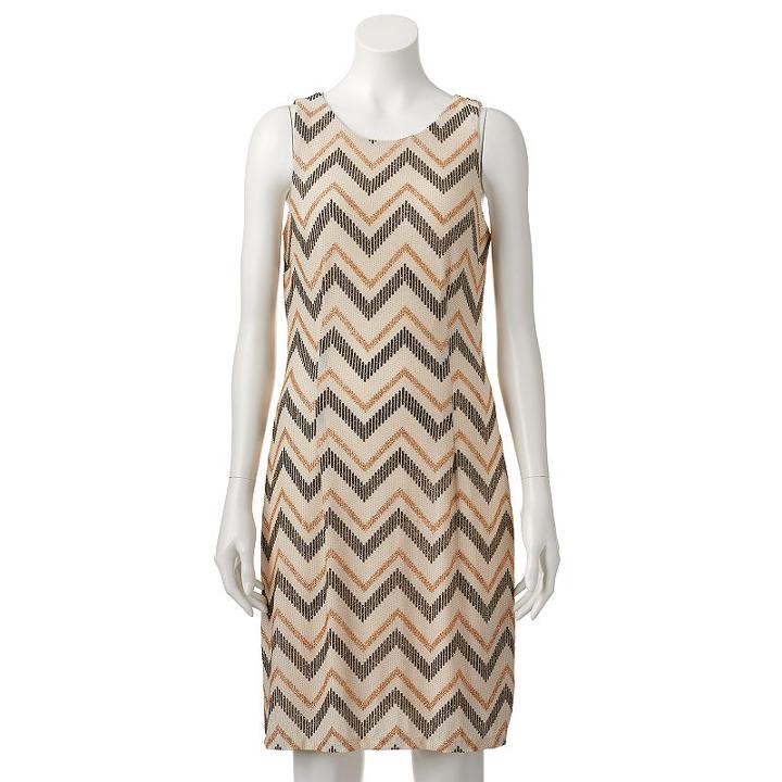 Women's Scarlett Glitter Chevron Shift Dress, Size: 10, Gold