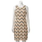 Women's Scarlett Glitter Chevron Shift Dress, Size: 10, Gold