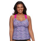 Plus Size Zeroxposur Printed Wide-strap Tankini Top, Women's, Size: 18 W, Drk Purple