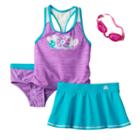 Girls 4-6x Zeroxposur Spaced-dyed Tankini Top, Bottoms & Skirt Swimsuit Set, Girl's, Size: 5-6, Lt Purple