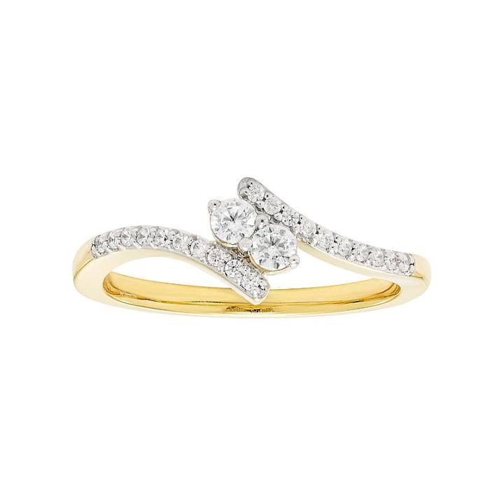 10k Gold 1/4 Carat T.w. Diamond 2-stone Ring, Women's, Size: 8, White