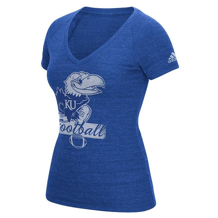 Women's Adidas Kansas Jayhawks Football Tee, Size: Small, Blue