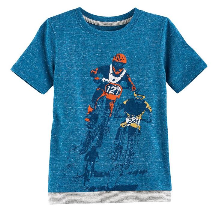 Boys 4-7x Sonoma Goods For Life&trade; Textured Layered Hem Graphic Tee, Size: 7x, Blue