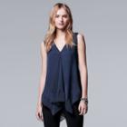 Women's Simply Vera Vera Wang Handkerchief Tank, Size: Small, Dark Blue