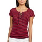 Chaps, Women's Lace-up Tee, Size: Xl, Blue (navy)