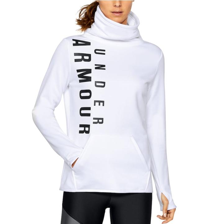 Women's Under Armour Fleece Vertical Graphic Funnel-neck Sweatshirt, Size: Xs, White