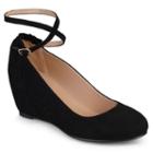 Journee Collection Tibby Women's Ankle Strap Wedges, Girl's, Size: Medium (10), Black