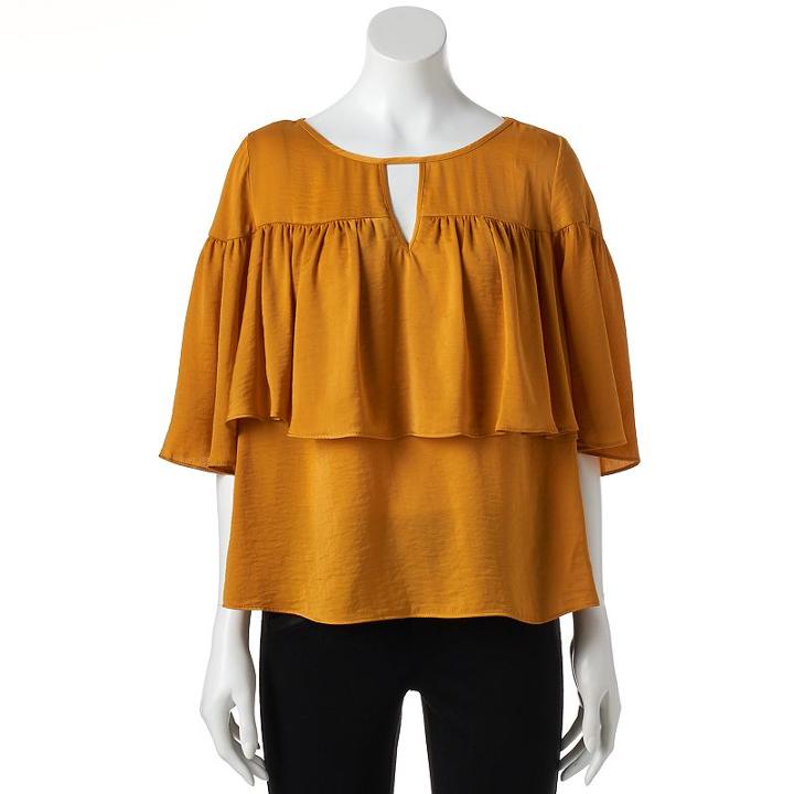 Women's Jennifer Lopez Shirred Ruffle Top, Size: Xl, Yellow