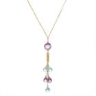 14k Gold Amethyst & Sky Blue Topaz Briolette Y Necklace, Women's, Size: 18, Multicolor