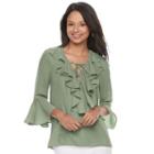 Juniors' My Michelle Ruffle Bell Sleeve Top, Girl's, Size: Xs, Dark Green