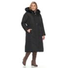 Plus Size Kc Collections Long Faux Fur Trimmed Puffer Coat With Removable Hood, Women's, Size: 2xl, Black