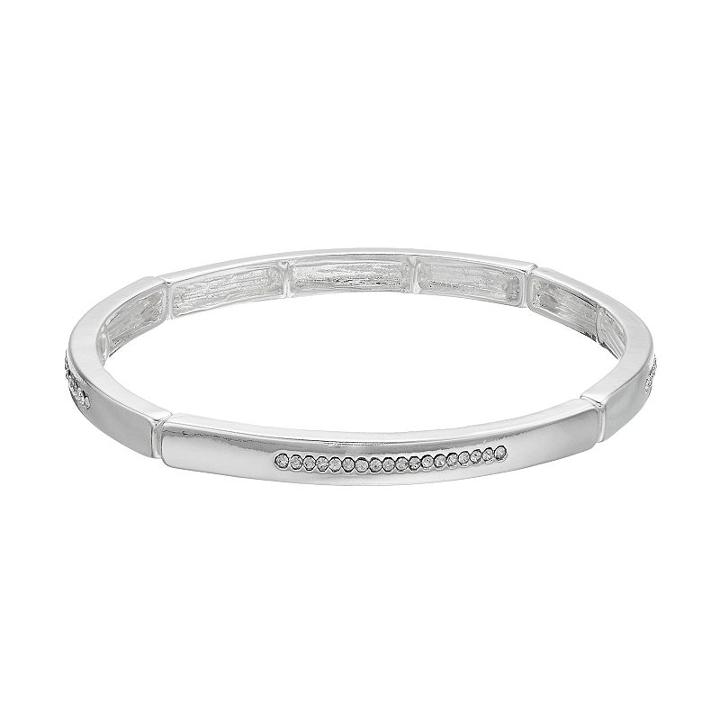 Chaps Curved Bar Stretch Bracelet, Women's, Silver