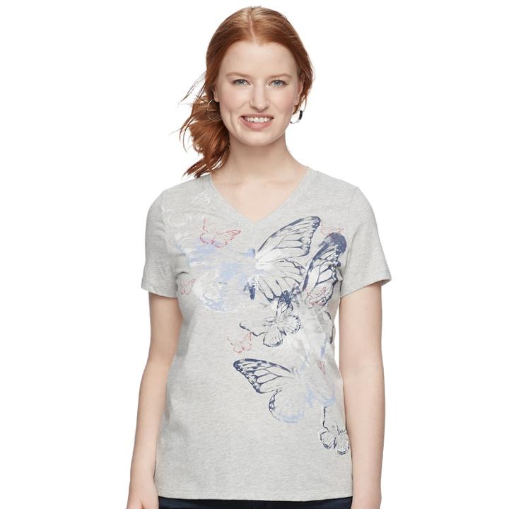 Women's Sonoma Goods For Life&trade; Essential Graphic V-neck Tee, Size: Xxl, Light Grey