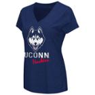 Women's Campus Heritage Uconn Huskies V-neck Tee, Size: Small, Blue (navy)